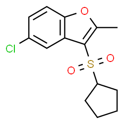 ChemSpider 2D Image | 5-Chloro-3-(cyclopentylsulfonyl)-2-methyl-1-benzofuran | C14H15ClO3S