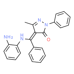 ChemSpider 2D Image | (4E)-4-{[(2-Aminophenyl)amino](phenyl)methylene}-5-methyl-2-phenyl-2,4-dihydro-3H-pyrazol-3-one | C23H20N4O