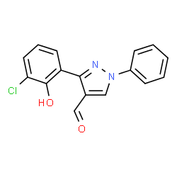 ChemSpider 2D Image | 3-(3-Chloro-2-hydroxyphenyl)-1-phenyl-1H-pyrazole-4-carbaldehyde | C16H11ClN2O2