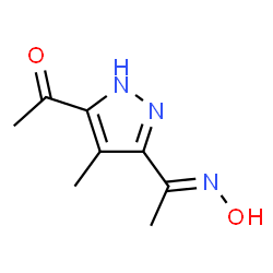 ChemSpider 2D Image | 1-{3-[(1E)-N-Hydroxyethanimidoyl]-4-methyl-1H-pyrazol-5-yl}ethanone | C8H11N3O2