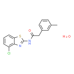 ChemSpider 2D Image | N-(4-Chloro-1,3-benzothiazol-2-yl)-2-(3-methylphenyl)acetamide hydrate (1:1) | C16H15ClN2O2S