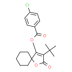 ChemSpider 2D Image | 3-(2-Methyl-2-propanyl)-2-oxo-1-oxaspiro[4.5]dec-3-en-4-yl 4-chlorobenzoate | C20H23ClO4