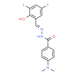 ChemSpider 2D Image | 4-(Dimethylamino)-N'-[(E)-(2-hydroxy-3,5-diiodophenyl)methylene]benzohydrazide | C16H15I2N3O2