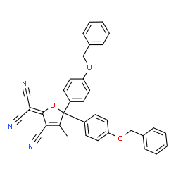 ChemSpider 2D Image | {5,5-Bis[4-(benzyloxy)phenyl]-3-cyano-4-methyl-2(5H)-furanylidene}malononitrile | C35H25N3O3