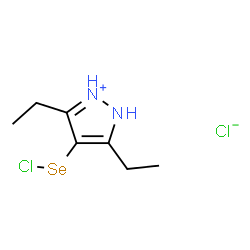 ChemSpider 2D Image | 4-(Chloroselanyl)-3,5-diethyl-1H-pyrazol-2-ium chloride | C7H12Cl2N2Se