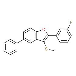 ChemSpider 2D Image | 2-(3-Fluorophenyl)-3-(methylsulfanyl)-5-phenyl-1-benzofuran | C21H15FOS