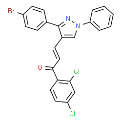 ChemSpider 2D Image | (2E)-3-[3-(4-Bromophenyl)-1-phenyl-1H-pyrazol-4-yl]-1-(2,4-dichlorophenyl)-2-propen-1-one | C24H15BrCl2N2O