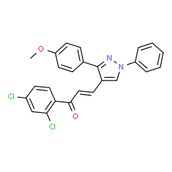 ChemSpider 2D Image | (2E)-1-(2,4-Dichlorophenyl)-3-[3-(4-methoxyphenyl)-1-phenyl-1H-pyrazol-4-yl]-2-propen-1-one | C25H18Cl2N2O2