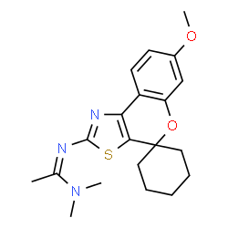 ChemSpider 2D Image | (1Z)-N'-(7-Methoxyspiro[chromeno[4,3-d][1,3]thiazole-4,1'-cyclohexan]-2-yl)-N,N-dimethylethanimidamide | C20H25N3O2S