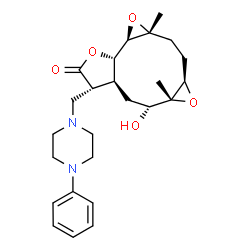 ChemSpider 2D Image | (1aR,1bS,4R,4aS,6R,6aR,7aR,9aR)-6-Hydroxy-6a,9a-dimethyl-4-[(4-phenyl-1-piperazinyl)methyl]decahydrobisoxireno[5,6:9,10]cyclodeca[1,2-b]furan-3(1bH)-one | C25H34N2O5