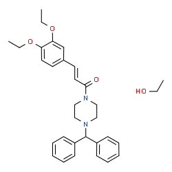 ChemSpider 2D Image | (2E)-3-(3,4-Diethoxyphenyl)-1-[4-(diphenylmethyl)-1-piperazinyl]-2-propen-1-one - ethanol (1:1) | C32H40N2O4