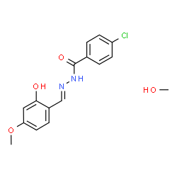 ChemSpider 2D Image | 4-Chloro-N'-[(E)-(2-hydroxy-4-methoxyphenyl)methylene]benzohydrazide - methanol (1:1) | C16H17ClN2O4