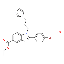 ChemSpider 2D Image | Ethyl 2-(4-bromophenyl)-1-[3-(1H-imidazol-1-yl)propyl]-1H-benzimidazole-5-carboxylate hydrate (1:1) | C22H23BrN4O3