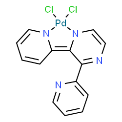 ChemSpider 2D Image | Dichloro[3-(2-pyridinyl)-2-(2(1H)-pyridinylidene-kappaN)-1,2-dihydropyrazinato(2-)-kappaN~1~]palladium | C14H10Cl2N4Pd