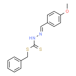 ChemSpider 2D Image | Benzyl (2E)-2-(4-methoxybenzylidene)hydrazinecarbodithioate | C16H16N2OS2