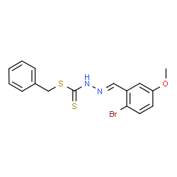 ChemSpider 2D Image | Benzyl (2E)-2-(2-bromo-5-methoxybenzylidene)hydrazinecarbodithioate | C16H15BrN2OS2