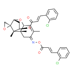 ChemSpider 2D Image | (4alpha,8Z)-8-({[(2E)-3-(2-Chlorophenyl)-2-propenoyl]oxy}imino)-12,13-epoxytrichothec-9-en-4-yl (2E)-3-(2-chlorophenyl)acrylate | C33H31Cl2NO6