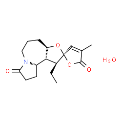 ChemSpider 2D Image | (1'S,2R,3a'R,10a'S,10b'R)-1'-Ethyl-4-methyl-3a',4',5',6',9',10',10a',10b'-octahydro-5H-spiro[furan-2,2'-furo[3,2-c]pyrrolo[1,2-a]azepine]-5,8'(1'H)-dione hydrate (1:1) | C17H25NO5