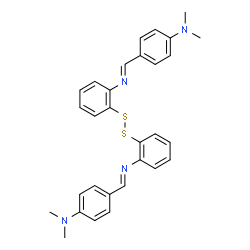 ChemSpider 2D Image | 4,4'-{Disulfanediylbis[2,1-phenylenenitrilo(E)methylylidene]}bis(N,N-dimethylaniline) | C30H30N4S2