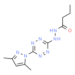 ChemSpider 2D Image | N'-[6-(3,5-Dimethyl-1H-pyrazol-1-yl)-1,2,4,5-tetrazin-3-yl]butanehydrazide | C11H16N8O