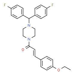 ChemSpider 2D Image | (2E)-1-{4-[Bis(4-fluorophenyl)methyl]-1-piperazinyl}-3-(4-ethoxyphenyl)-2-propen-1-one | C28H28F2N2O2