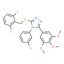 ChemSpider 2D Image | 4-(3-Chlorophenyl)-3-[(2,6-difluorobenzyl)sulfanyl]-5-(3,4,5-trimethoxyphenyl)-4H-1,2,4-triazole | C24H20ClF2N3O3S