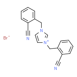 ChemSpider 2D Image | 1,3-Bis(2-cyanobenzyl)-1H-imidazol-3-ium bromide | C19H15BrN4