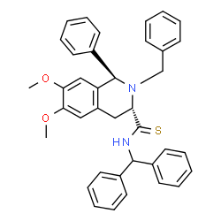 ChemSpider 2D Image | (1R,3S)-2-Benzyl-N-(diphenylmethyl)-6,7-dimethoxy-1-phenyl-1,2,3,4-tetrahydro-3-isoquinolinecarbothioamide | C38H36N2O2S