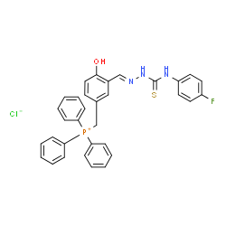ChemSpider 2D Image | {3-[(E)-{[(4-Fluorophenyl)carbamothioyl]hydrazono}methyl]-4-hydroxybenzyl}(triphenyl)phosphonium chloride | C33H28ClFN3OPS