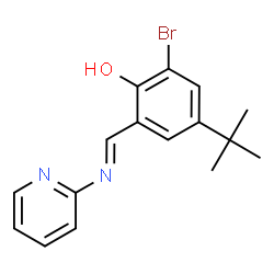 ChemSpider 2D Image | 2-Bromo-4-(2-methyl-2-propanyl)-6-[(E)-(2-pyridinylimino)methyl]phenol | C16H17BrN2O