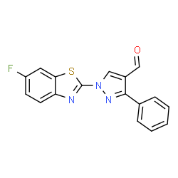 ChemSpider 2D Image | 1-(6-Fluoro-1,3-benzothiazol-2-yl)-3-phenyl-1H-pyrazole-4-carbaldehyde | C17H10FN3OS