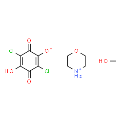 ChemSpider 2D Image | Morpholin-4-ium 2,5-dichloro-4-hydroxy-3,6-dioxo-1,4-cyclohexadien-1-olate methanol (1:1:1) | C11H15Cl2NO6