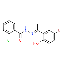 ChemSpider 2D Image | N'-[(1E)-1-(5-Bromo-2-hydroxyphenyl)ethylidene]-2-chlorobenzohydrazide | C15H12BrClN2O2