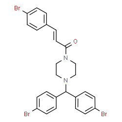 ChemSpider 2D Image | (2E)-1-{4-[Bis(4-bromophenyl)methyl]-1-piperazinyl}-3-(4-bromophenyl)-2-propen-1-one | C26H23Br3N2O