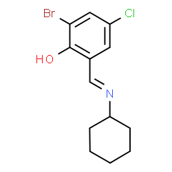ChemSpider 2D Image | 2-Bromo-4-chloro-6-[(E)-(cyclohexylimino)methyl]phenol | C13H15BrClNO