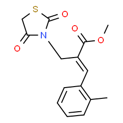 ChemSpider 2D Image | Methyl (2E)-2-[(2,4-dioxo-1,3-thiazolidin-3-yl)methyl]-3-(2-methylphenyl)acrylate | C15H15NO4S