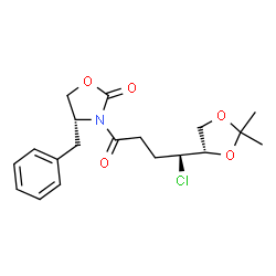 ChemSpider 2D Image | (4R)-4-Benzyl-3-{(4S)-4-chloro-4-[(4S)-2,2-dimethyl-1,3-dioxolan-4-yl]butanoyl}-1,3-oxazolidin-2-one | C19H24ClNO5