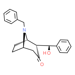 ChemSpider 2D Image | (1S,2R,5R)-8-Benzyl-2-[(S)-hydroxy(phenyl)methyl]-8-azabicyclo[3.2.1]octan-3-one | C21H23NO2