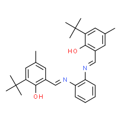 ChemSpider 2D Image | 2,2'-{1,2-Phenylenebis[nitrilo(E)methylylidene]}bis[4-methyl-6-(2-methyl-2-propanyl)phenol] | C30H36N2O2