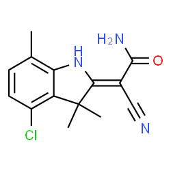 ChemSpider 2D Image | (2Z)-2-(4-Chloro-3,3,7-trimethyl-1,3-dihydro-2H-indol-2-ylidene)-2-cyanoacetamide | C14H14ClN3O