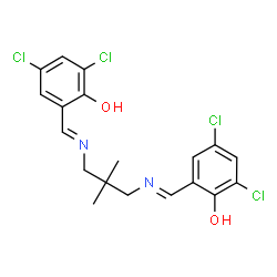 ChemSpider 2D Image | 2,2'-{(2,2-Dimethyl-1,3-propanediyl)bis[nitrilo(E)methylylidene]}bis(4,6-dichlorophenol) | C19H18Cl4N2O2