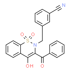 ChemSpider 2D Image | 3-[(3-Benzoyl-4-hydroxy-1,1-dioxido-2H-1,2-benzothiazin-2-yl)methyl]benzonitrile | C23H16N2O4S