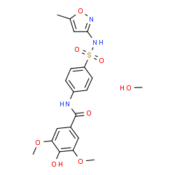 ChemSpider 2D Image | 4-Hydroxy-3,5-dimethoxy-N-{4-[(5-methyl-1,2-oxazol-3-yl)sulfamoyl]phenyl}benzamide - methanol (1:1) | C20H23N3O8S