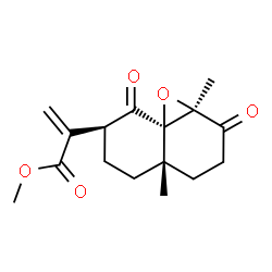 ChemSpider 2D Image | Methyl 2-[(1aR,4aS,7S,8aR)-1a,4a-dimethyl-2,8-dioxooctahydro-1aH-naphtho[1,8a-b]oxiren-7-yl]acrylate | C16H20O5