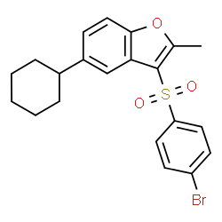 ChemSpider 2D Image | 3-[(4-Bromophenyl)sulfonyl]-5-cyclohexyl-2-methyl-1-benzofuran | C21H21BrO3S