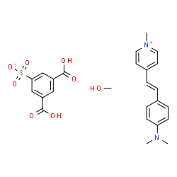 ChemSpider 2D Image | 4-{(E)-2-[4-(Dimethylamino)phenyl]vinyl}-1-methylpyridinium 3,5-dicarboxybenzenesulfonate - methanol (1:1:1) | C25H28N2O8S