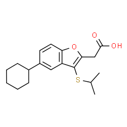 ChemSpider 2D Image | [5-Cyclohexyl-3-(isopropylsulfanyl)-1-benzofuran-2-yl]acetic acid | C19H24O3S
