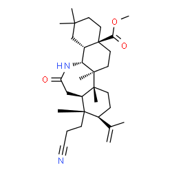 ChemSpider 2D Image | Methyl (3aR,4S,5S,7aR,7bS,9aS,13aR,13bR)-4-(2-cyanoethyl)-5-isopropenyl-4,7a,7b,12,12-pentamethyl-2-oxooctadecahydro-9aH-benzo[d]naphtho[1,2-b]azepine-9a-carboxylate | C31H48N2O3