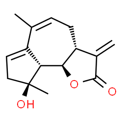 ChemSpider 2D Image | (3aR,9S,9aR,9bR)-9-Hydroxy-6,9-dimethyl-3-methylene-3a,4,8,9,9a,9b-hexahydroazuleno[4,5-b]furan-2(3H)-one | C15H18O3