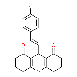 ChemSpider 2D Image | 9-[(E)-2-(4-Chlorophenyl)vinyl]-3,4,5,6,7,9-hexahydro-1H-xanthene-1,8(2H)-dione | C21H19ClO3